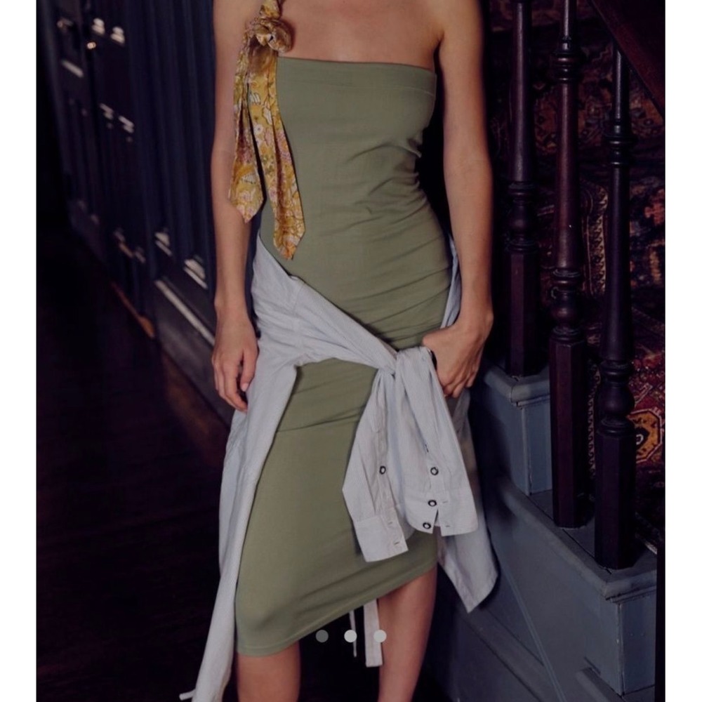 NWT Intimately Free People Sage Green Foldover Bodycon Boho Maxi Dress Y2K M/L